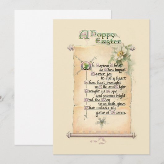  Religieuze Happy Pasen Typografie Scroll Feestdagenkaart (Voorkant / Achterkant)