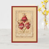 religieuze harten van Jezus Mary & Joseph Kaart (Gele Bloem)