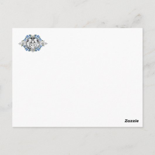 Religieuze Heilige Familie Elegante Blauwe Bloem D Briefkaart (Achterkant)