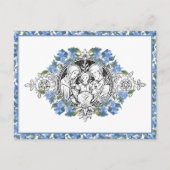 Religieuze Heilige Familie Elegante Blauwe Bloem D Briefkaart (Voorkant)