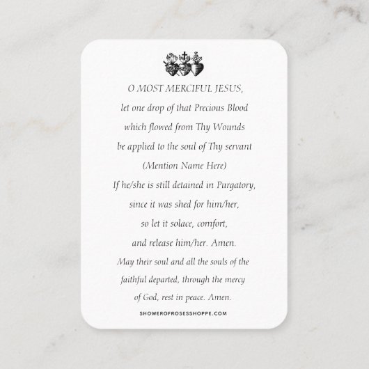Religieuze Heilige Geest Prayer voor Departed Soul Plaatskaartje (Achterkant)