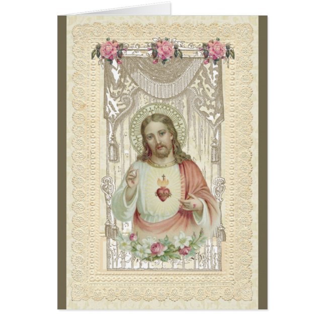 Religieuze Heilige Hart Jesus Floral  (Voorkant)