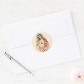 Religieuze Heilige Hart Jesus Floral  Ronde Sticker (Envelop)