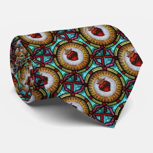 Religieuze Heilige Hart Jezus Glas in lood Stropdas (Opgerold)