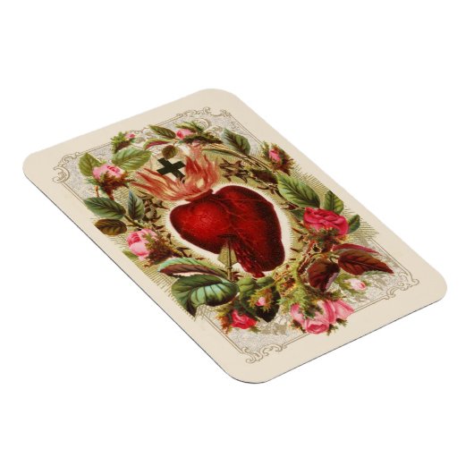 Religieuze Heilige Hart Jezus Rozen katholiek Magneet (Rechterzijde)