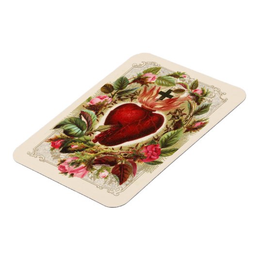 Religieuze Heilige Hart Jezus Rozen katholiek Magneet (Linkerzijde)