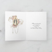 Religieuze  Heilige Maagd Maria Roze Rozen Kaart (Binnen)