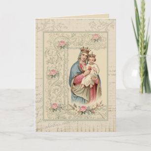 Religieuze Heilige Maagd Maria Vintage Kaart