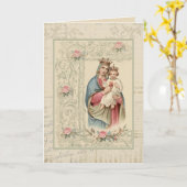 Religieuze Heilige Maagd Maria Vintage Kaart (Gele Bloem)