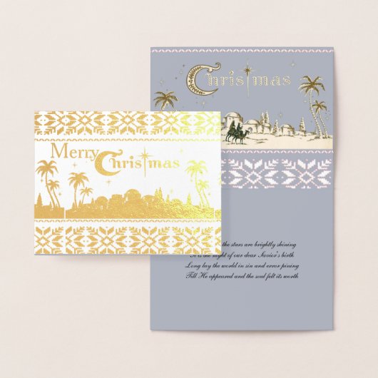 Religieuze Heilige Nacht Jeruzalem Kerstmis Geboor Folie Kaarten (Display)