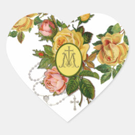 Religieuze Heilige Rozenkrans Gele Rozen Marian Kr Hart Sticker