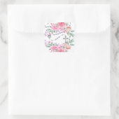 Religieuze Heilige Rozenkrans Roze Rozen Bloemen Vierkante Sticker (Tas)