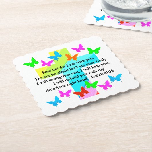 RELIGIEUZE ISAIAH 41:10 SCRIPTURE VERSE KARTONNEN ONDERZETTERS (Gebogen)