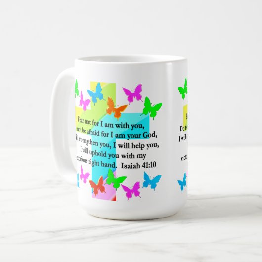 RELIGIEUZE ISAIAH 41:10 SCRIPTURE VERSE KOFFIEMOK (Voorkant links)