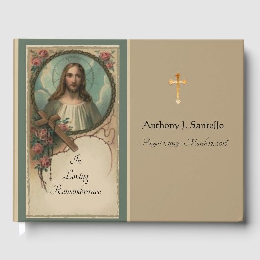 Religieuze Jesus Funeral Memorial Vintage Gastenboek (Voorkant)