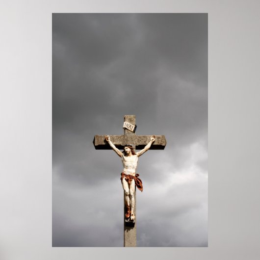 Religieuze Jezus Christus kruisbeeld sculptuur Poster (Voorkant)