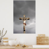 Religieuze Jezus Christus kruisbeeld sculptuur Poster (Keuken)
