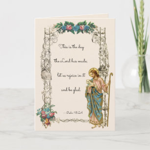 Religieuze Jezus Goede Herder Schrift Bloemen Kaart