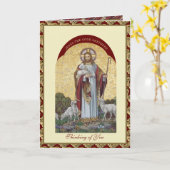 Religieuze Jezus Good Shepherd moedig de kerk aan Kaart (Gele Bloem)