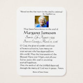 Religieuze Jezus Heart Funeral Memorial Prayer Hei Visitekaartje (Achterkant)