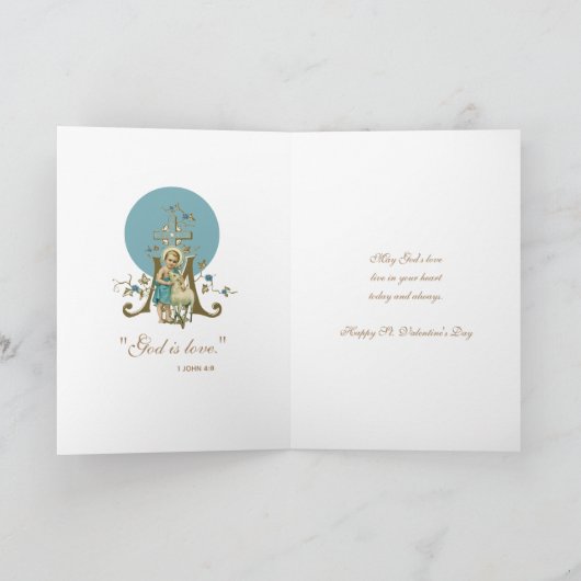 Religieuze Jezus Lam Valentijnsdag Kaart (Binnen)