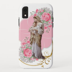Religieuze Jezus Maagd Mary Pink Roses  Case-Mate iPhone Case