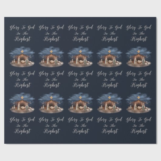 Religieuze Jezus Nativiteit Christelijk Cadeaupapier (Vlak)