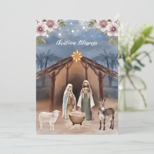 Religieuze Jezus Nativiteit Christelijke kerstkaar Feestdagenkaart (Staand voorkant)