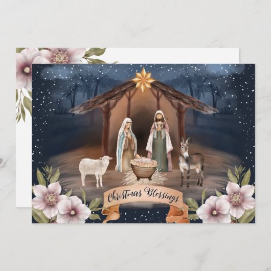Religieuze Jezus Nativiteit Scene Kerstmis Kaarten (Voorkant / Achterkant)