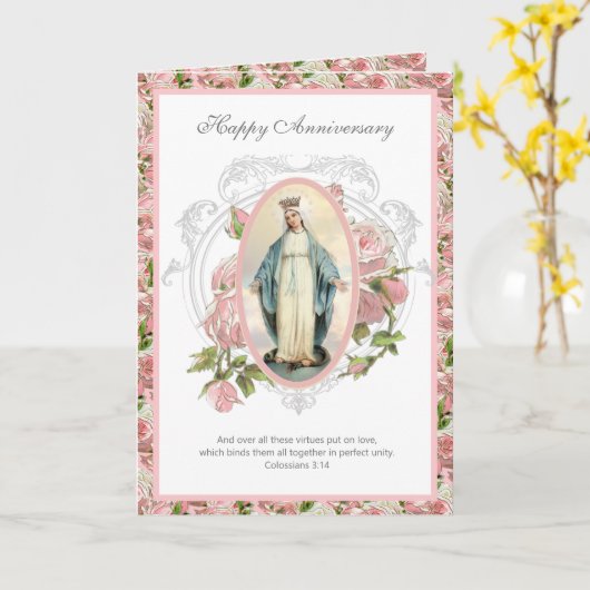 Religieuze Jubileum Maagd Mary Rozen Kaart (Gele Bloem)