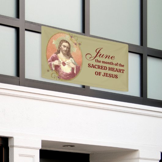 Religieuze juni Heilig Hart van Jezus Spandoek (Buitenkant Gebouw)