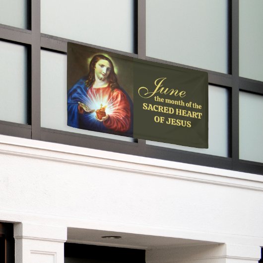 Religieuze juni Heilig Hart van Jezus Spandoek (Buitenkant Gebouw)