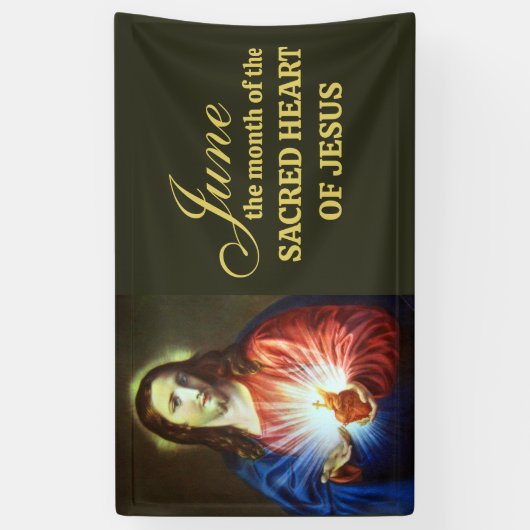 Religieuze juni Heilig Hart van Jezus Spandoek (Verticaal)