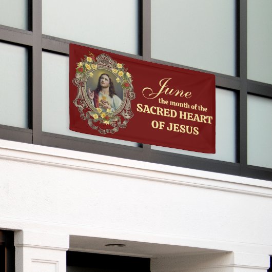 Religieuze juni Heilig Hart van Jezus Spandoek (Buitenkant Gebouw)
