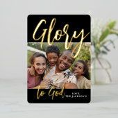 Religieuze kaart met tekst 'Glorie aan God' - Goud (Staand Voorkant)