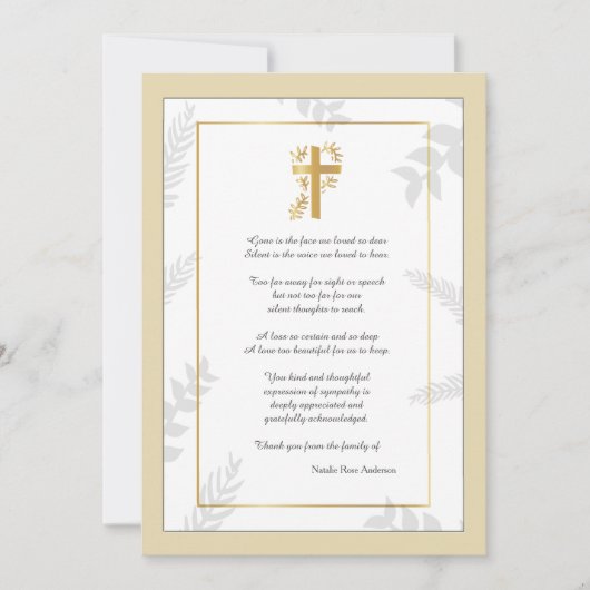 Religieuze kaart van dank voor sympathie (Voorkant)