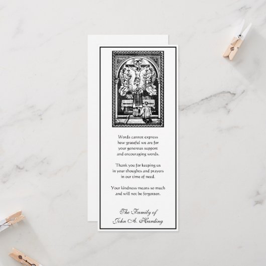 Religieuze katholieke begrafenis sympathie dank u kaart (Voorkant / Achterkant in situ)