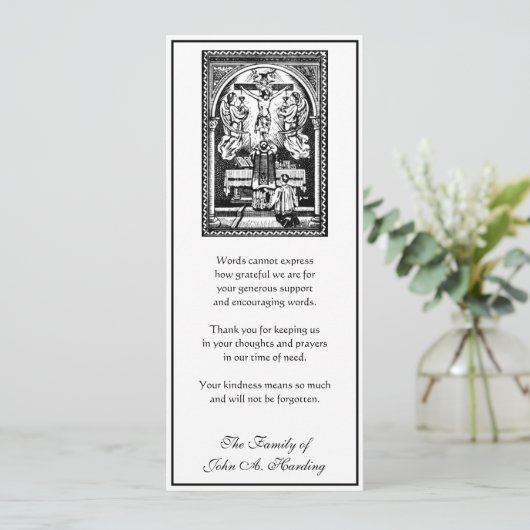 Religieuze katholieke begrafenis sympathie dank u kaart (Staand voorkant)