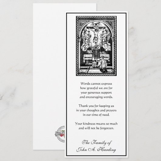 Religieuze katholieke begrafenis sympathie dank u kaart (Voorkant / Achterkant)