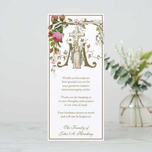 Religieuze katholieke begrafenis sympathie dank u kaart (Staand voorkant)