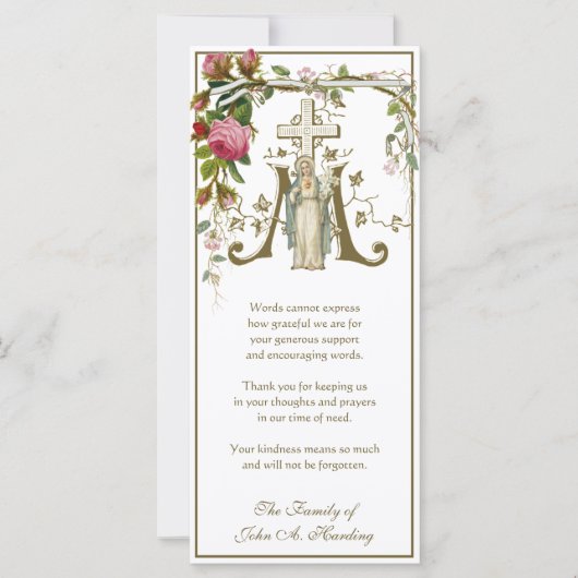 Religieuze katholieke begrafenis sympathie dank u kaart (Voorkant)