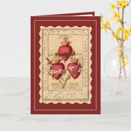 Religieuze katholieke harten van Jezus Joseph Kaart (Gele Bloem)