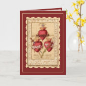 Religieuze katholieke harten van Jezus Joseph Kaart (Gele Bloem)