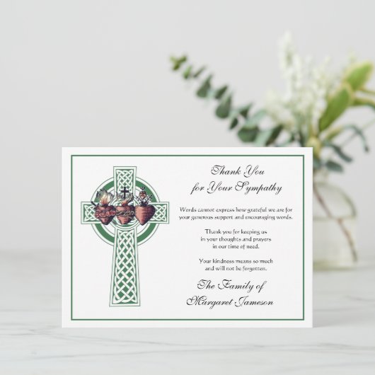 Religieuze katholieke Ierse Keltische Kruiscondole Bedankkaart (Staand voorkant)