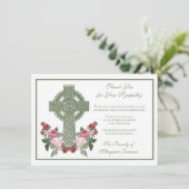 Religieuze katholieke Keltische Kruis Rozen condol Bedankkaart (Staand voorkant)