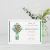 Religieuze katholieke Keltische Kruis Rozen condol Bedankkaart (Staand voorkant)