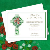 Religieuze katholieke Keltische Kruis Rozen condol Bedankkaart