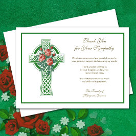 Religieuze katholieke Keltische Kruis Rozen condol Bedankkaart