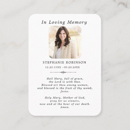Religieuze Katholieke Maagd Maria Begrafenisgebed  Visitekaartje (Voorkant)