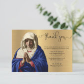 Religieuze Katholieke Maagd Maria Condolence Gold Bedankkaart (Staand voorkant)
